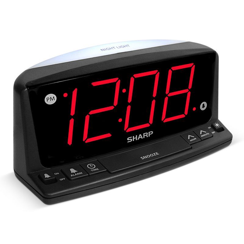 slide 2 of 3, Sharp LED Night Light Alarm Clock: Jumbo Display, Bedroom Bedside, Snooze Function, Modern Style, 1 ct