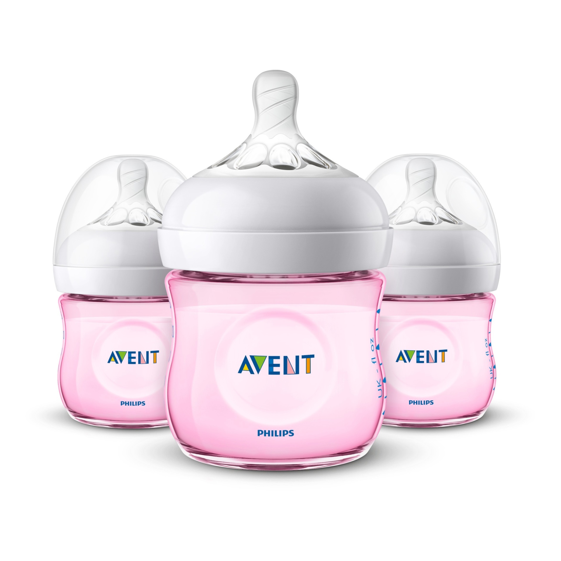 slide 1 of 9, Philips Avent Natural Baby Bottle - Pink, 3 ct; 4 oz