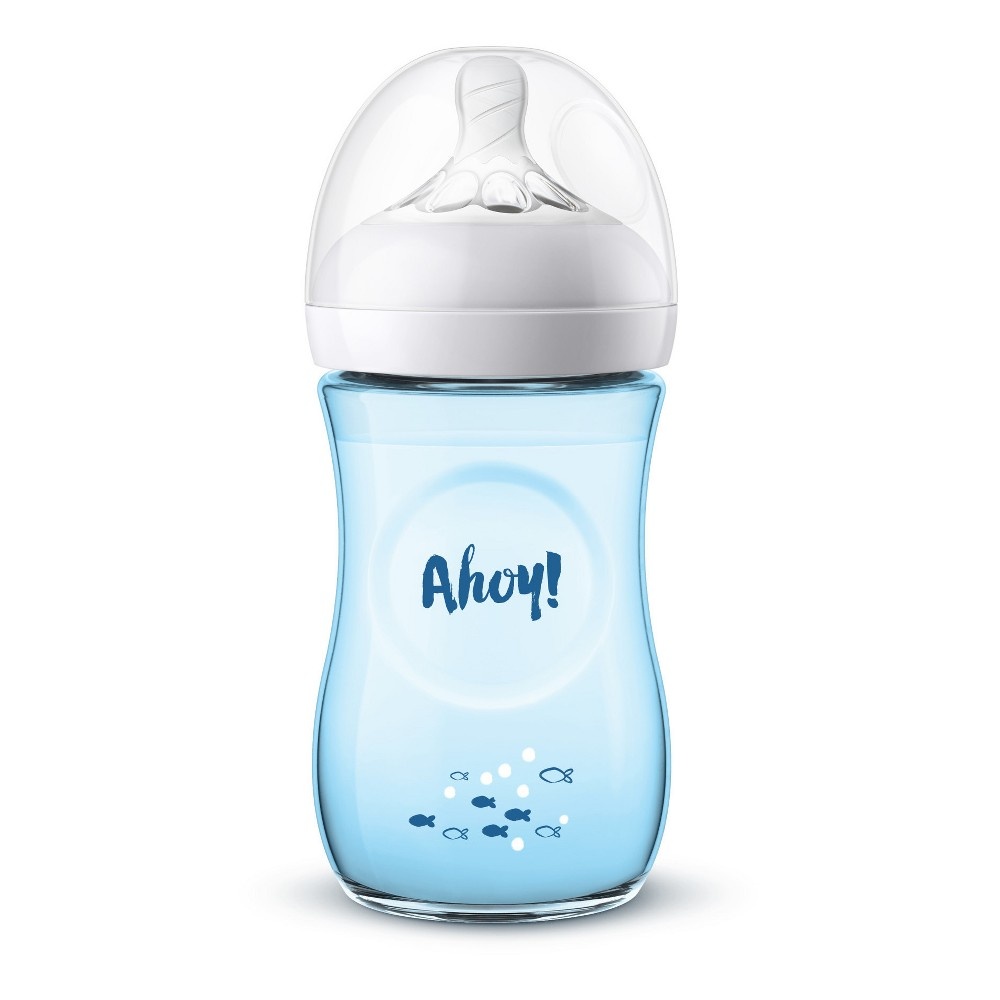 slide 3 of 11, Philips Avent Natural Baby Bottle with Blue Sea Design - Blue, 3 ct; 9 oz