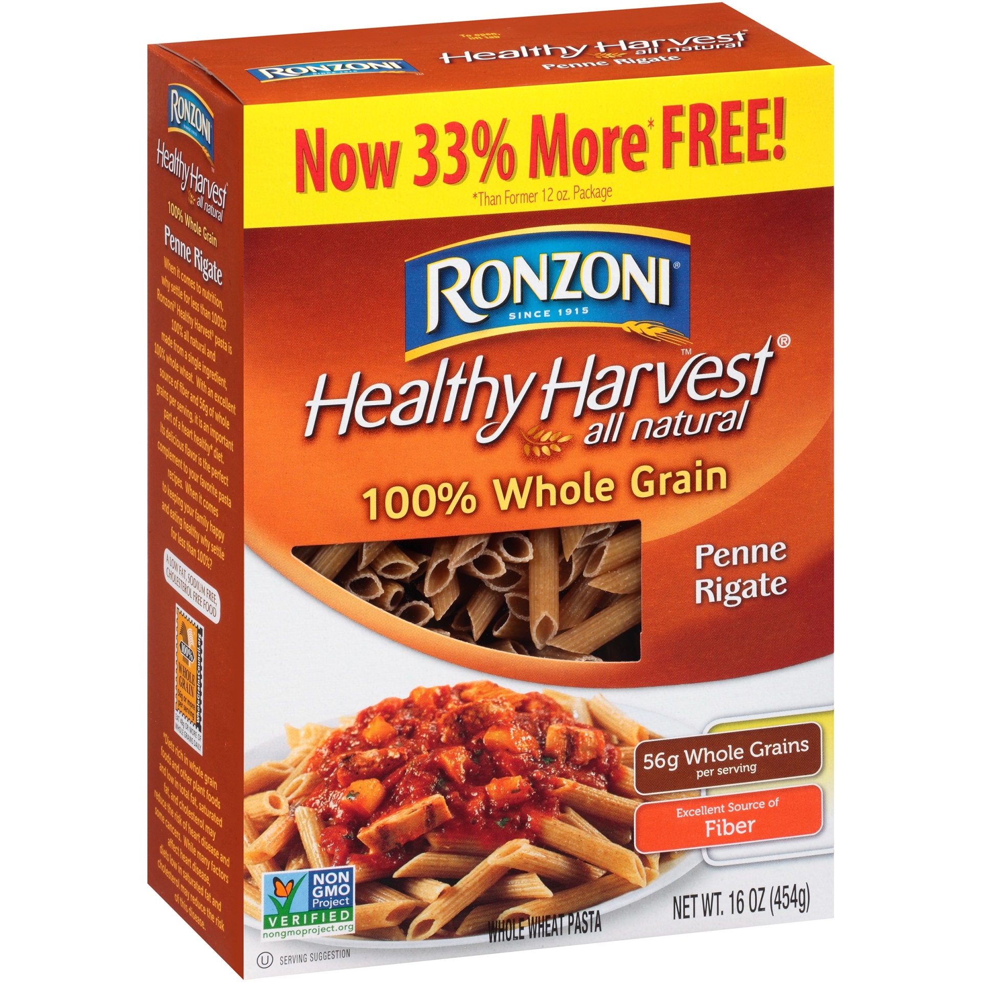 slide 1 of 1, Ronzoni Healthy Harvest Whole Wheat Penne Rigate Pasta, 13.25 oz