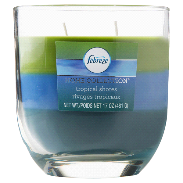 slide 1 of 1, Febreze Home Collection Tri-Tone Tropical Shores Candle, 17 oz