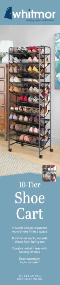 slide 2 of 2, Whitmor 10-Tier Shoe Cart, 1 ct