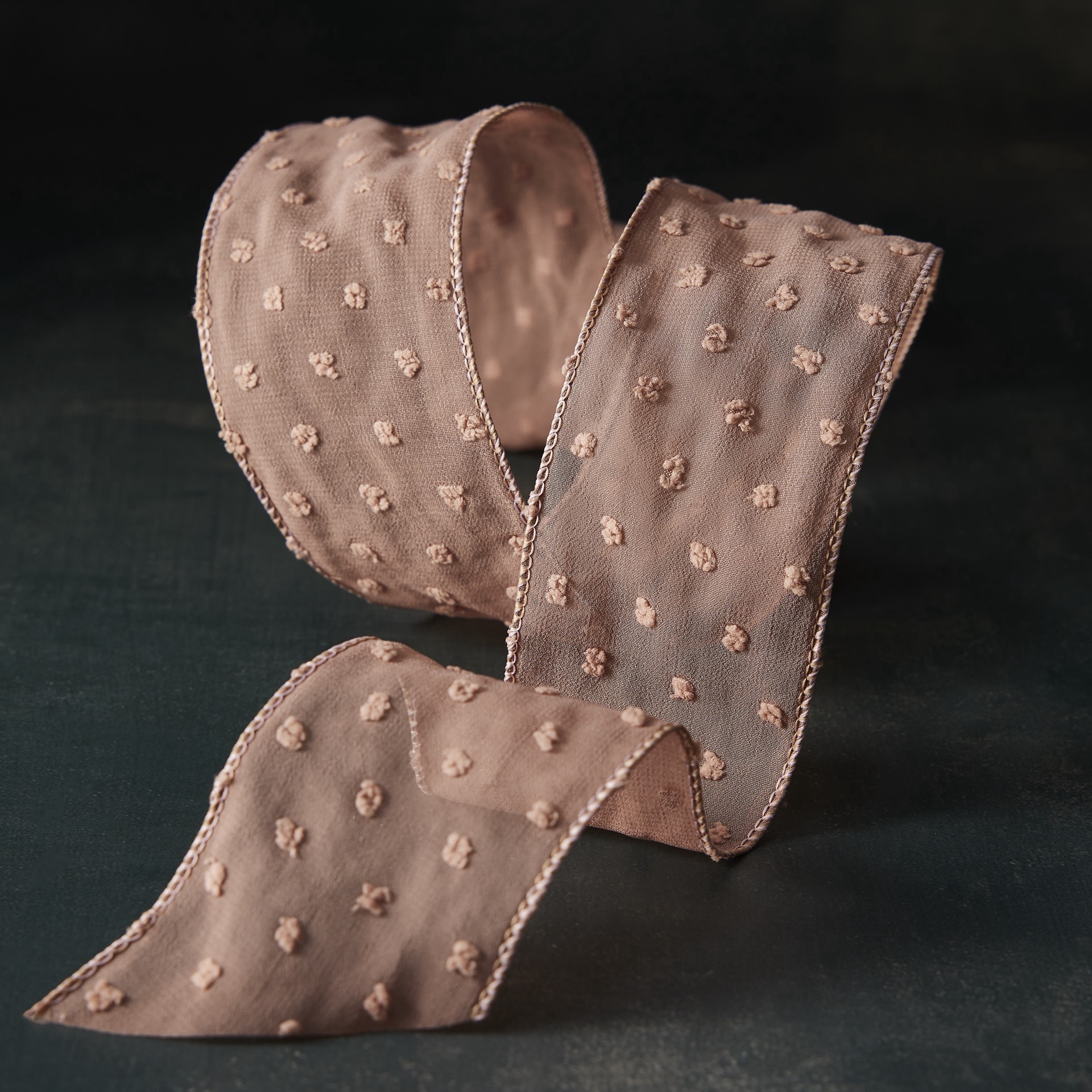 slide 2 of 2, 2.5" X 3yd. Crinkle Chiffon Wired Pom Pom Dot Ribbon By Celebrate It Classic, 2.5 in x 3 yd