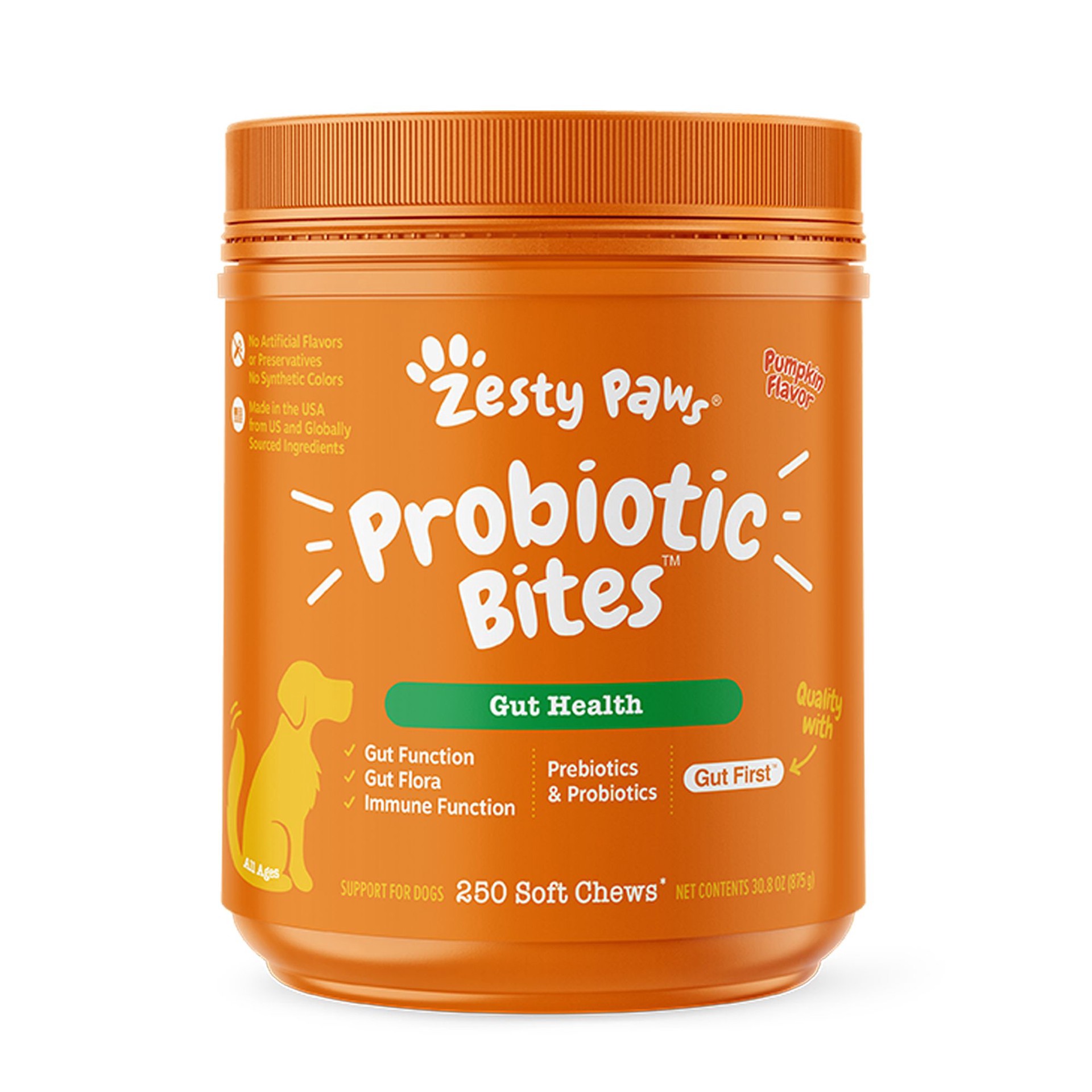 slide 1 of 1, Zesty Paws Probiotic Powder, Pumpkin, 30 Count, 250 ct