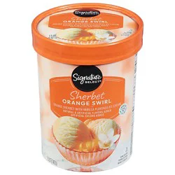 Signature Select Ice Cream Orange Sherbet & Vanilla - 1.75 Quart