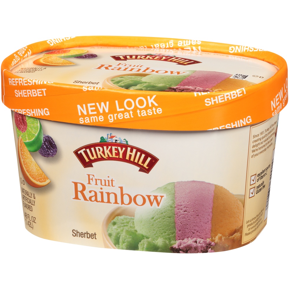 slide 2 of 8, Turkey Hill All Natural Rainbow Sherbet, 48 fl oz