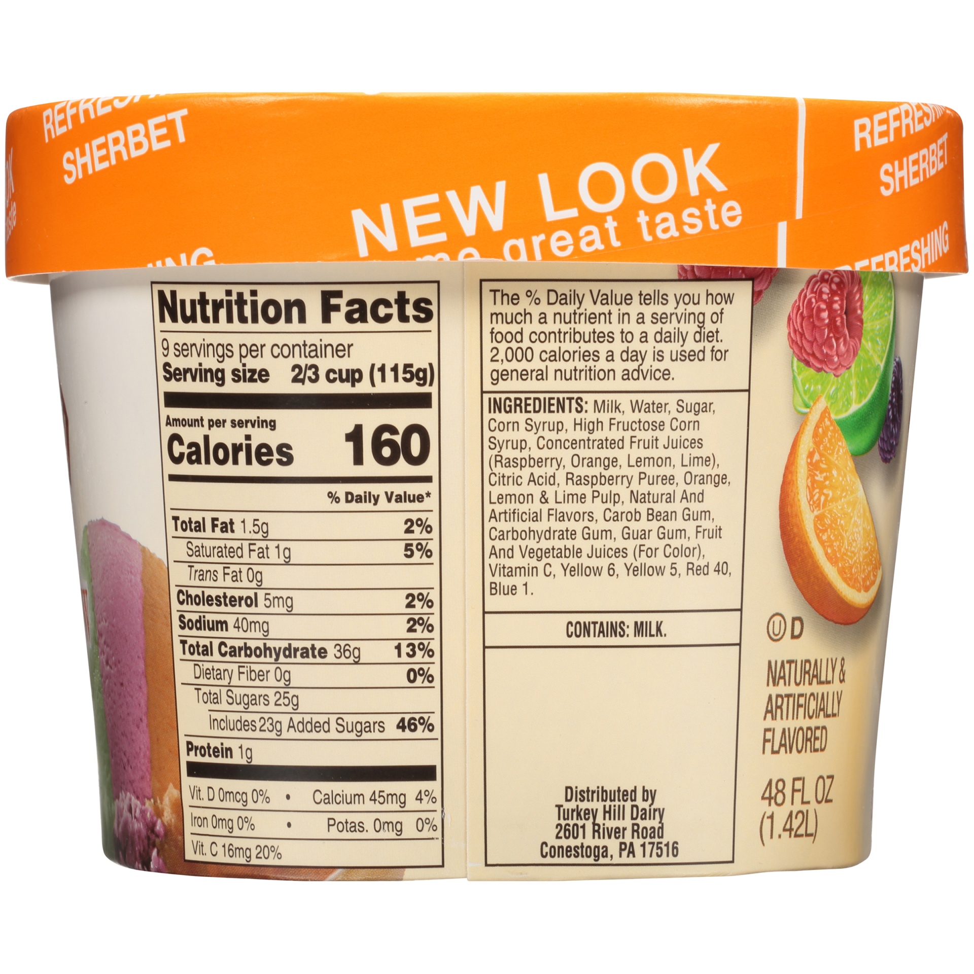 slide 4 of 8, Turkey Hill All Natural Rainbow Sherbet, 48 fl oz