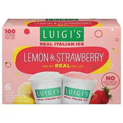 Luigis Real Italian Ice Fat Free Lemon And Strawberry - 6-6 Fl. Oz.