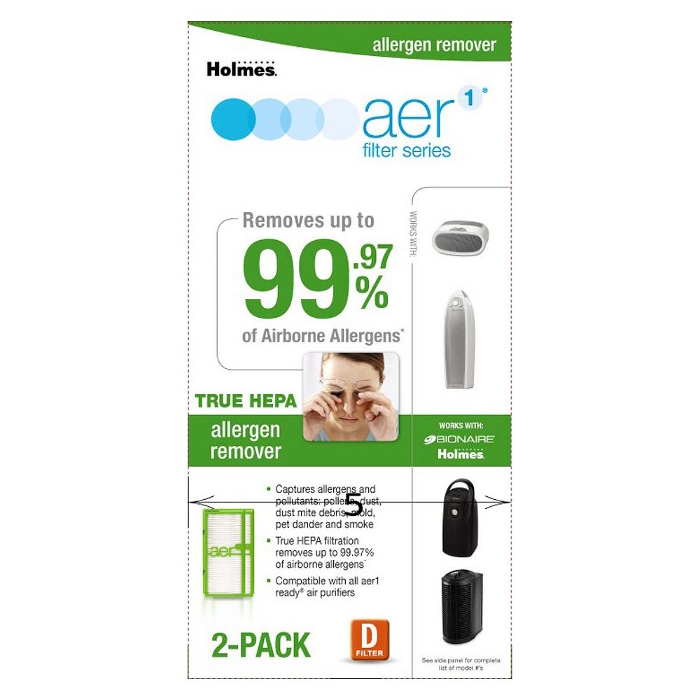 slide 3 of 3, Holmes AER1 Allergen Air Purifier Filter 2 Pack (HAPF300AHD), 2 ct