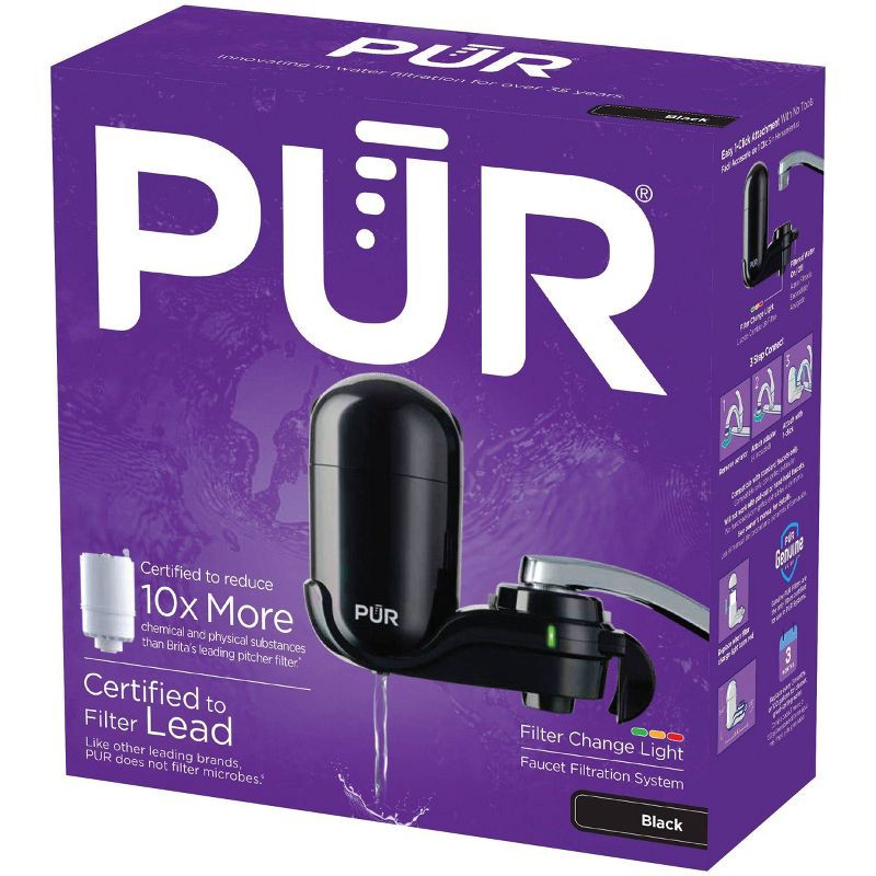 slide 8 of 11, PUR Filtration PUR Faucet Vertical Mount Water Filtration System Black: Best Faucet Water Purifier, Easy Installation, Filters Mercury & Lead, 1 ct