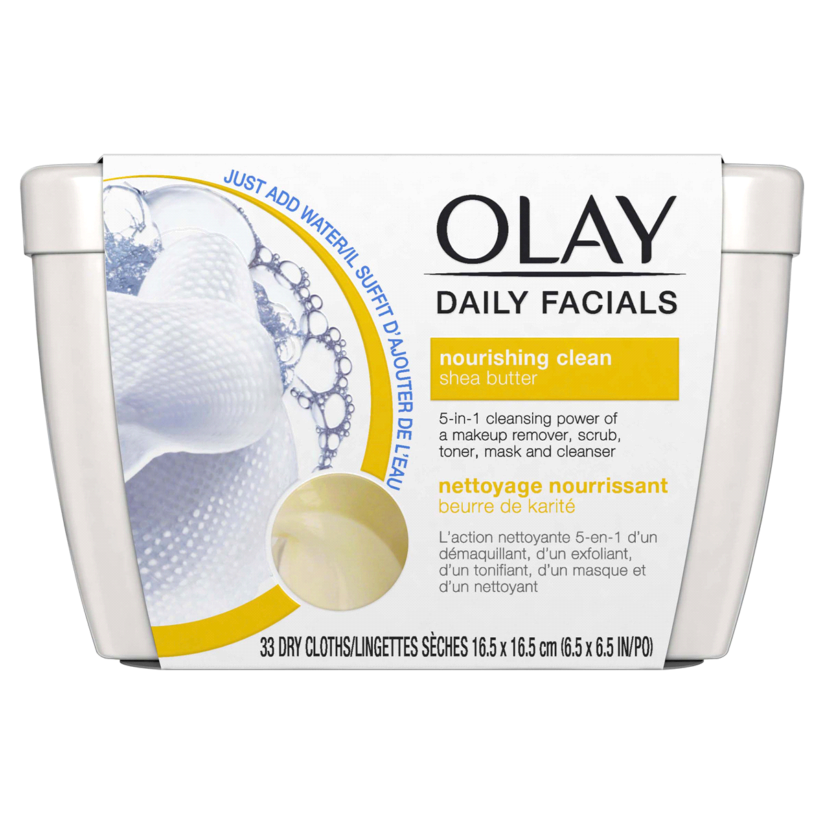 slide 2 of 6, Olay Daily Facials Nourishing Cleaning Cloths Tub with Shea Butter, 33 ct