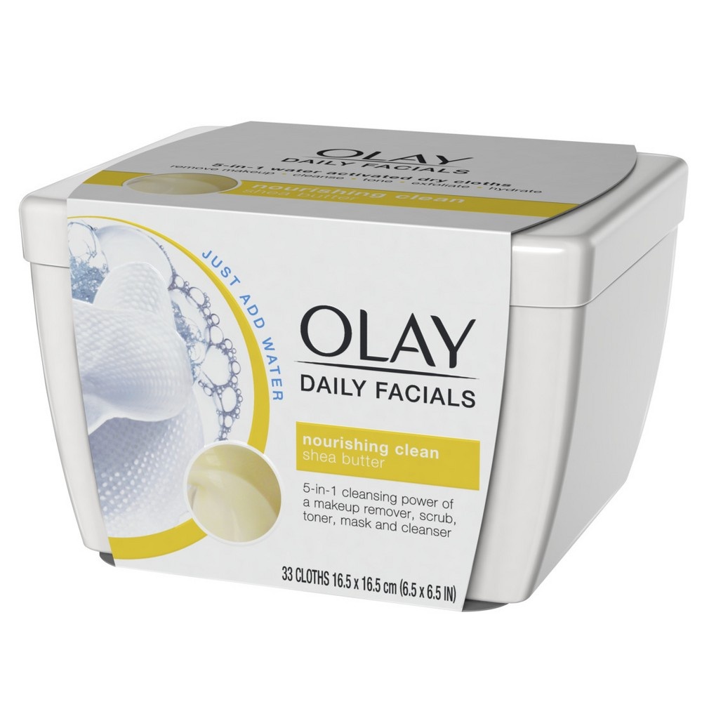 slide 4 of 6, Olay Daily Facials Nourishing Cleaning Cloths Tub with Shea Butter, 33 ct