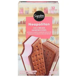 Signature Select Ice Cream Sandwiches Neapolitan - 12-3.5 Fl. Oz.