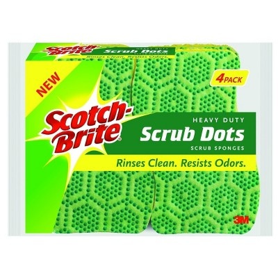 slide 1 of 4, Scotch-Brite Scrub Dots Heavy Duty Scrub Sponge, 4 ct