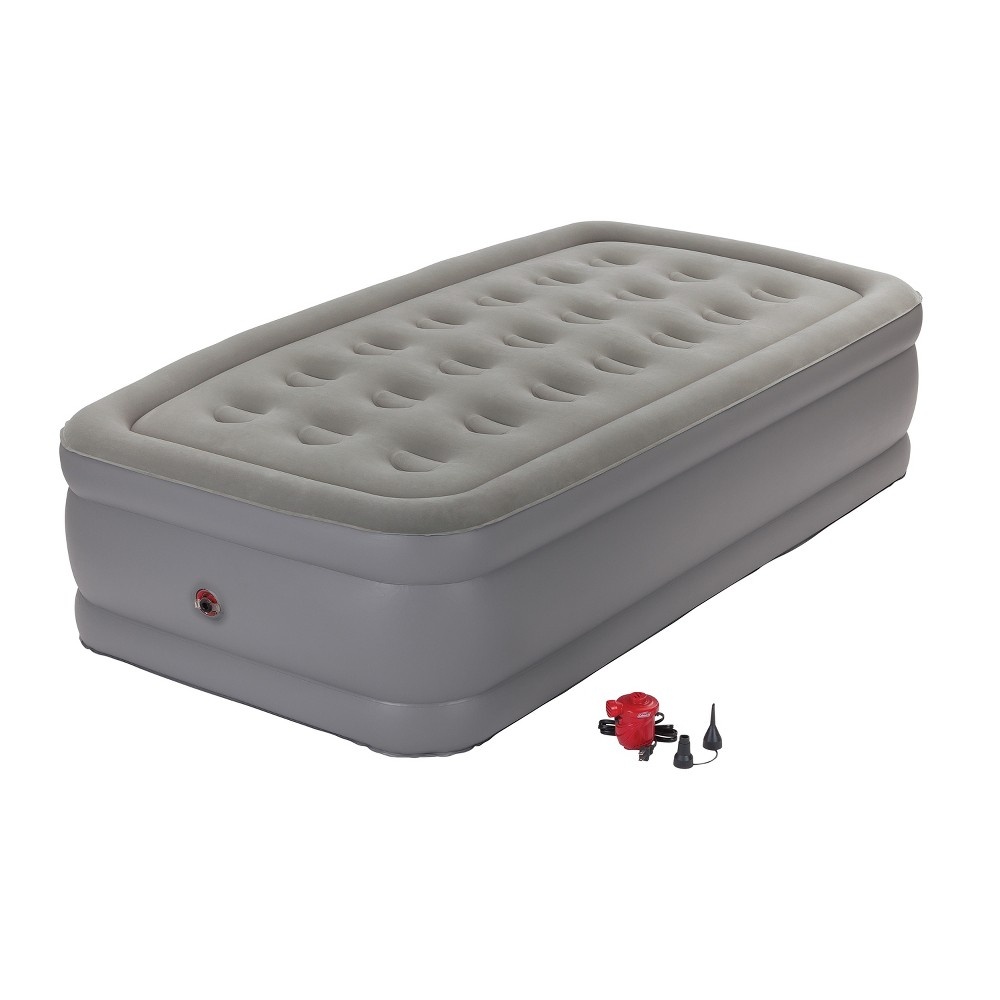 slide 2 of 8, Coleman GuestRest Double High Airbed With External Pump Twin - Red/Gray, 1 ct
