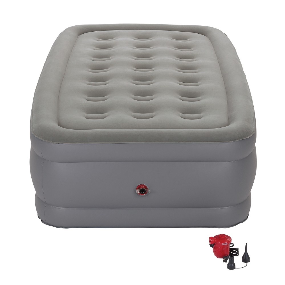 slide 3 of 8, Coleman GuestRest Double High Airbed With External Pump Twin - Red/Gray, 1 ct