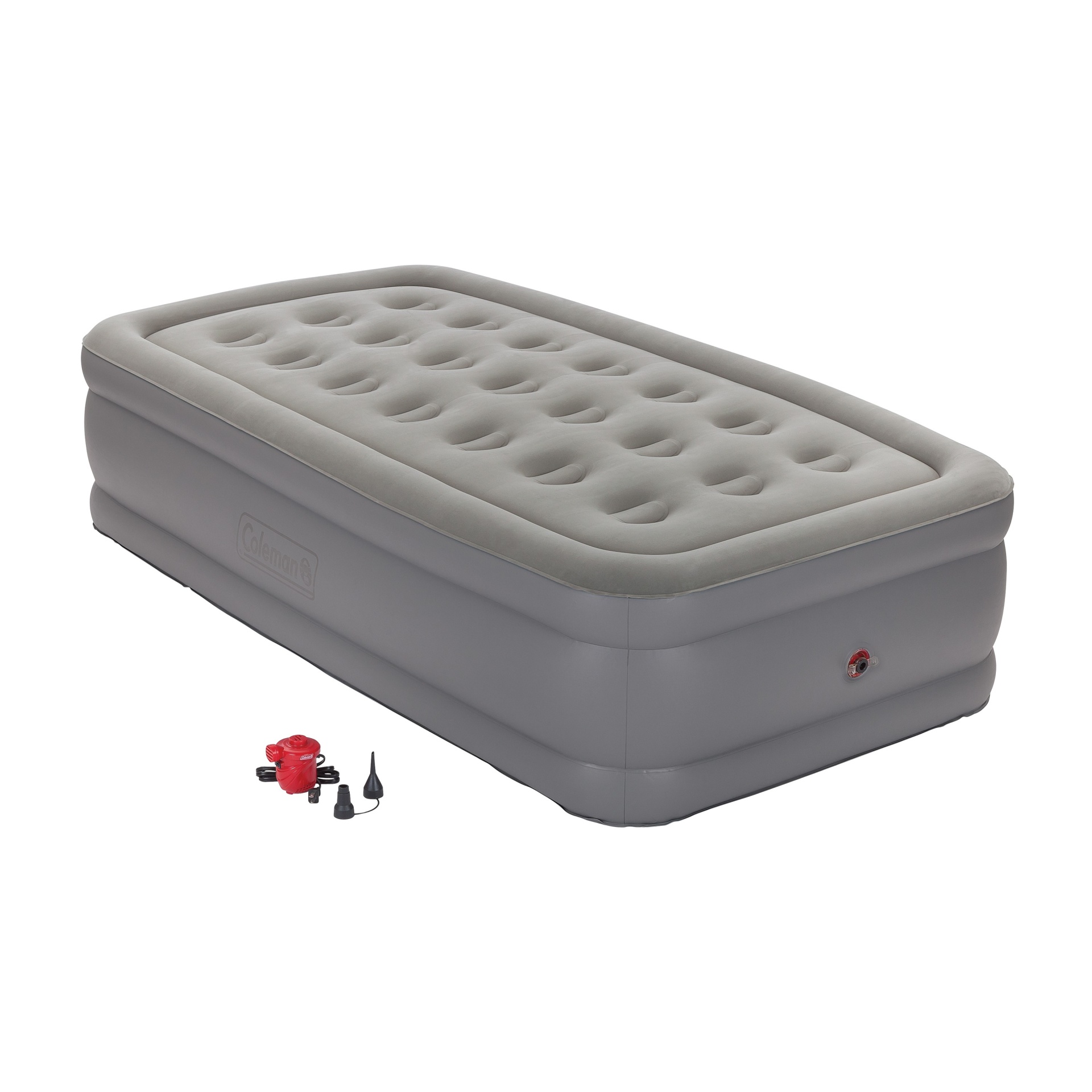 slide 1 of 8, Coleman GuestRest Double High Airbed With External Pump Twin - Red/Gray, 1 ct