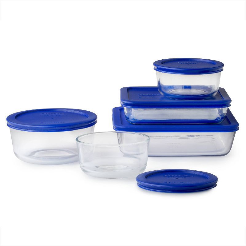 slide 2 of 4, Pyrex 10pc Glass Storage Set: Odor & Stain-Resistant Containers with Lids, Microwave & Freezer Safe, Dishwasher Safe, 10 ct