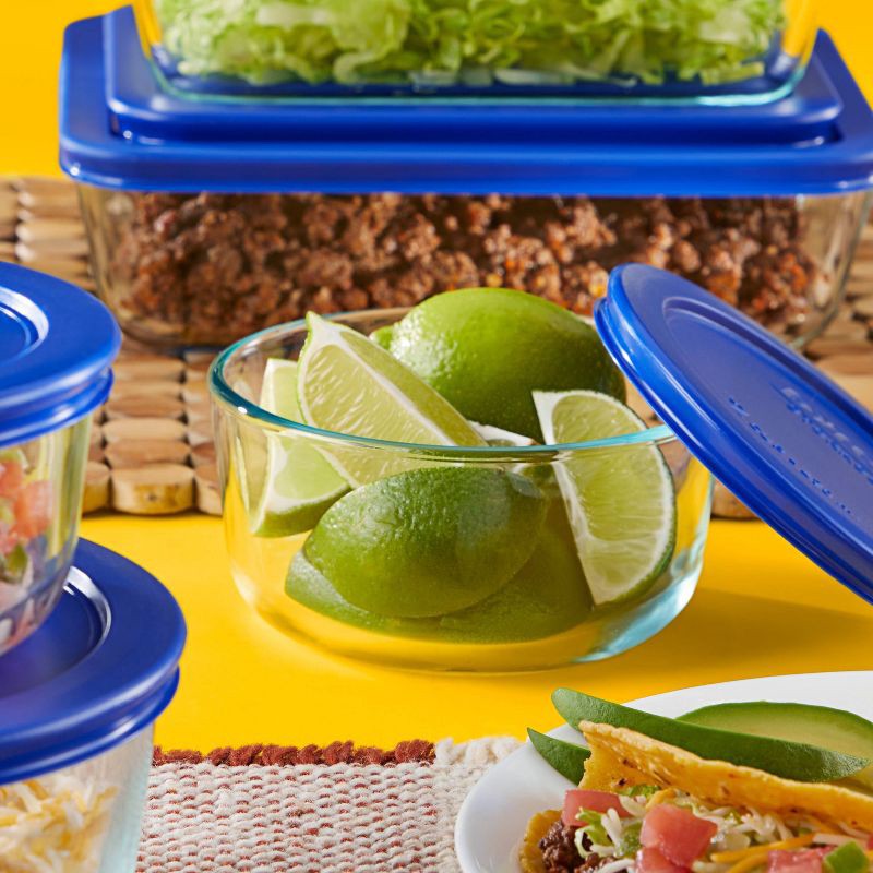 slide 3 of 4, Pyrex 10pc Glass Storage Set: Odor & Stain-Resistant Containers with Lids, Microwave & Freezer Safe, Dishwasher Safe, 10 ct