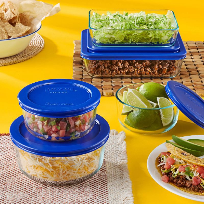 slide 4 of 4, Pyrex 10pc Glass Storage Set: Odor & Stain-Resistant Containers with Lids, Microwave & Freezer Safe, Dishwasher Safe, 10 ct