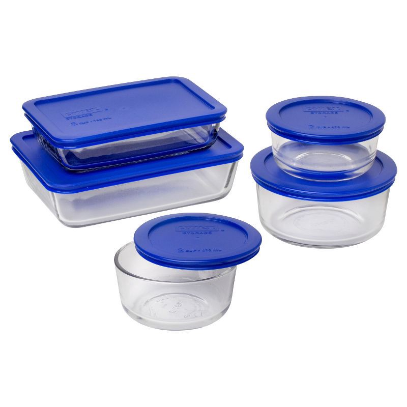 slide 1 of 4, Pyrex 10pc Glass Storage Set: Odor & Stain-Resistant Containers with Lids, Microwave & Freezer Safe, Dishwasher Safe, 10 ct