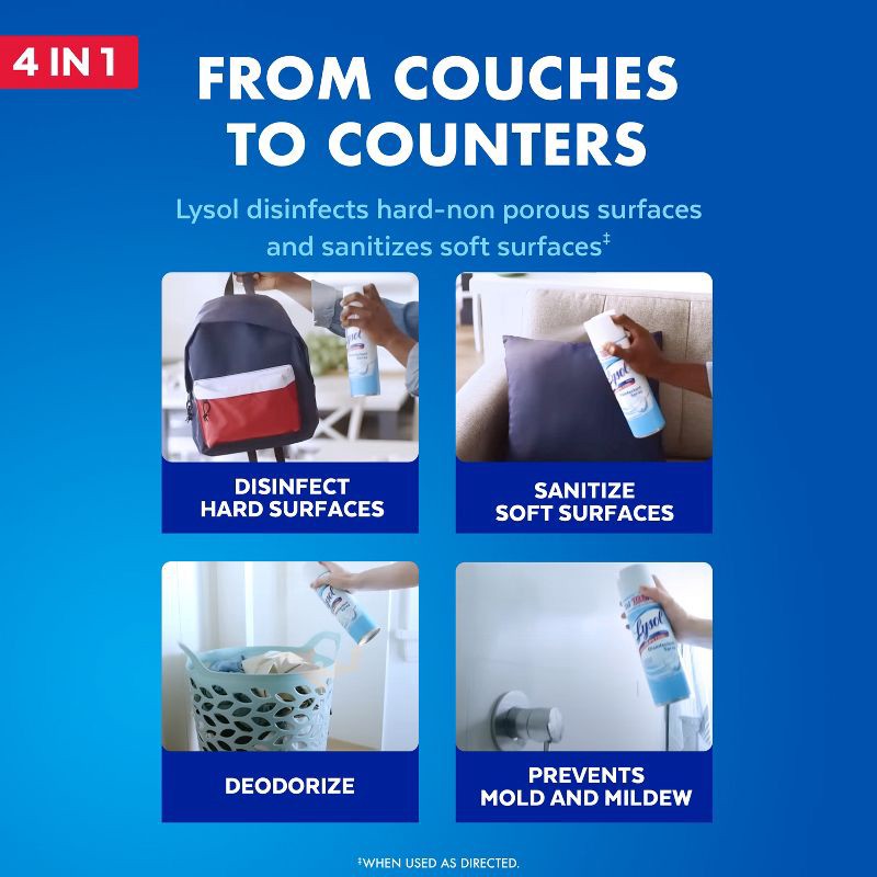 slide 3 of 10, Lysol Crisp Linen Disinfectant Aerosol Spray - 19oz, 19 oz