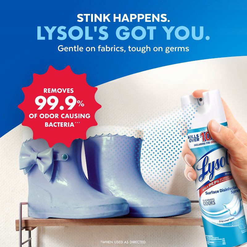 slide 5 of 10, Lysol Crisp Linen Disinfectant Aerosol Spray - 19oz, 19 oz