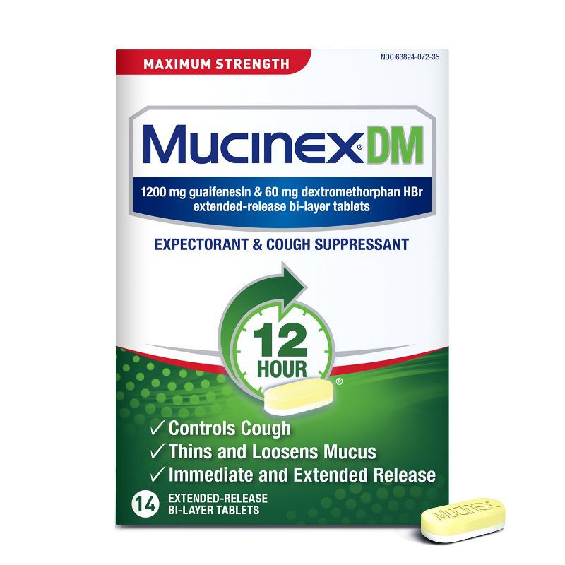 slide 1 of 12, Mucinex DM Max Strength 12 Hour Cough Medicine - Tablets - 14ct, 14 ct