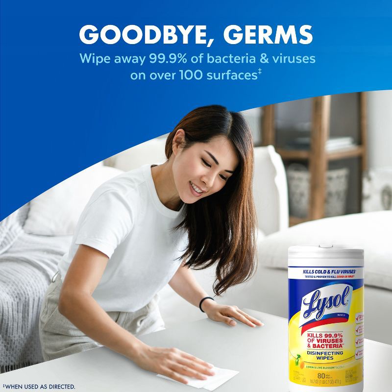 slide 2 of 11, Lysol Lemon and Lime Blossom Disinfecting Wipes- 80ct, 80 ct
