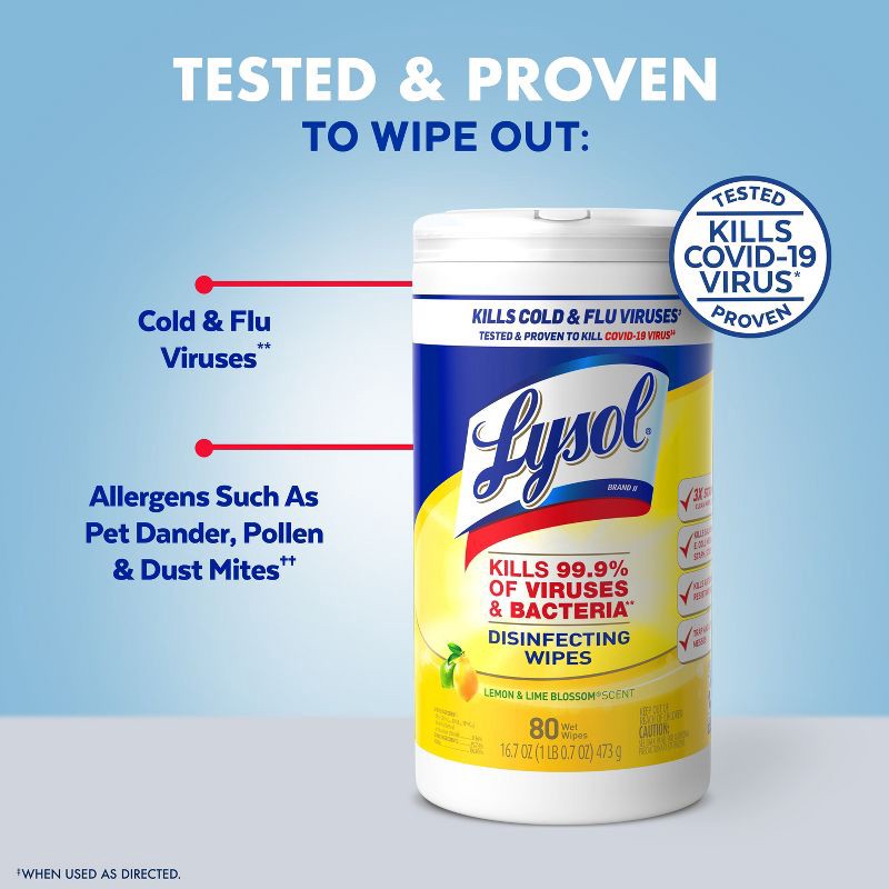 slide 3 of 11, Lysol Lemon and Lime Blossom Disinfecting Wipes- 80ct, 80 ct