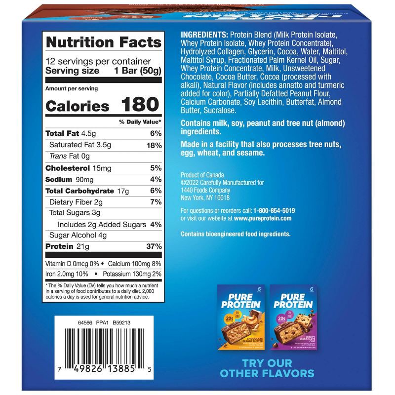 slide 5 of 6, Pure Protein Bar - Chocolate Deluxe - 12ct, 12 ct