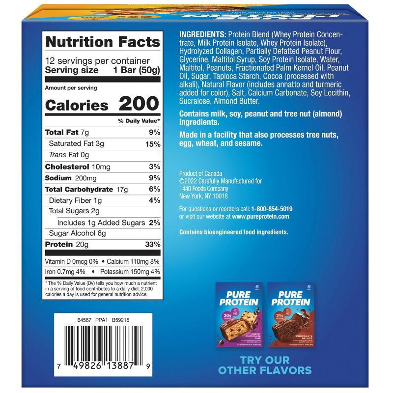 slide 5 of 6, Pure Protein Bar - Chocolate Peanut Butter - 12ct, 12 ct