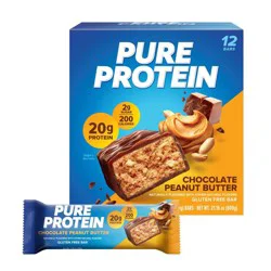 Pure Protein Chocolate Peanut Butter Whey Protein Isolate Bar - 20g Protein - 12ct