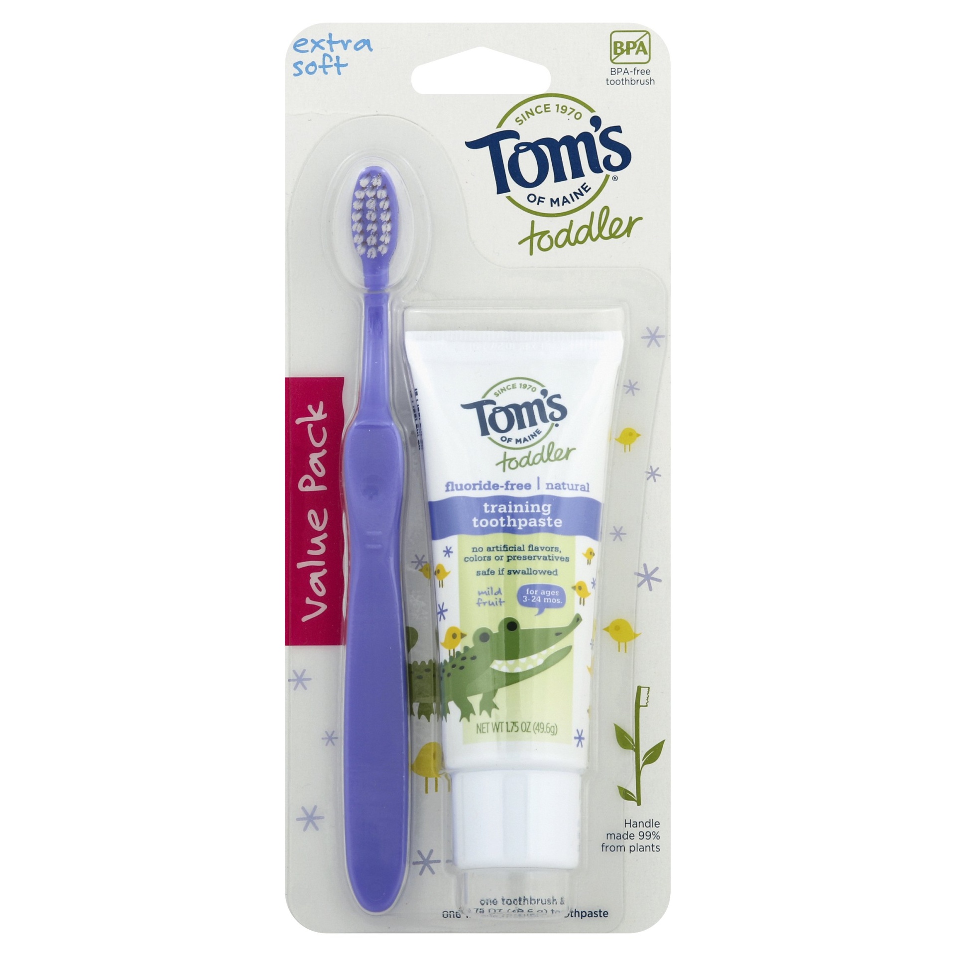 slide 1 of 1, Tom's of Maine Toddler Toothpaste & Toothbrush Set, 1 ct