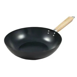IMUSA 11" Carbon Steel Wok with Wooden Handle Black: Nonstick Cookware, Electric & Gas Compatible, Hand Wash