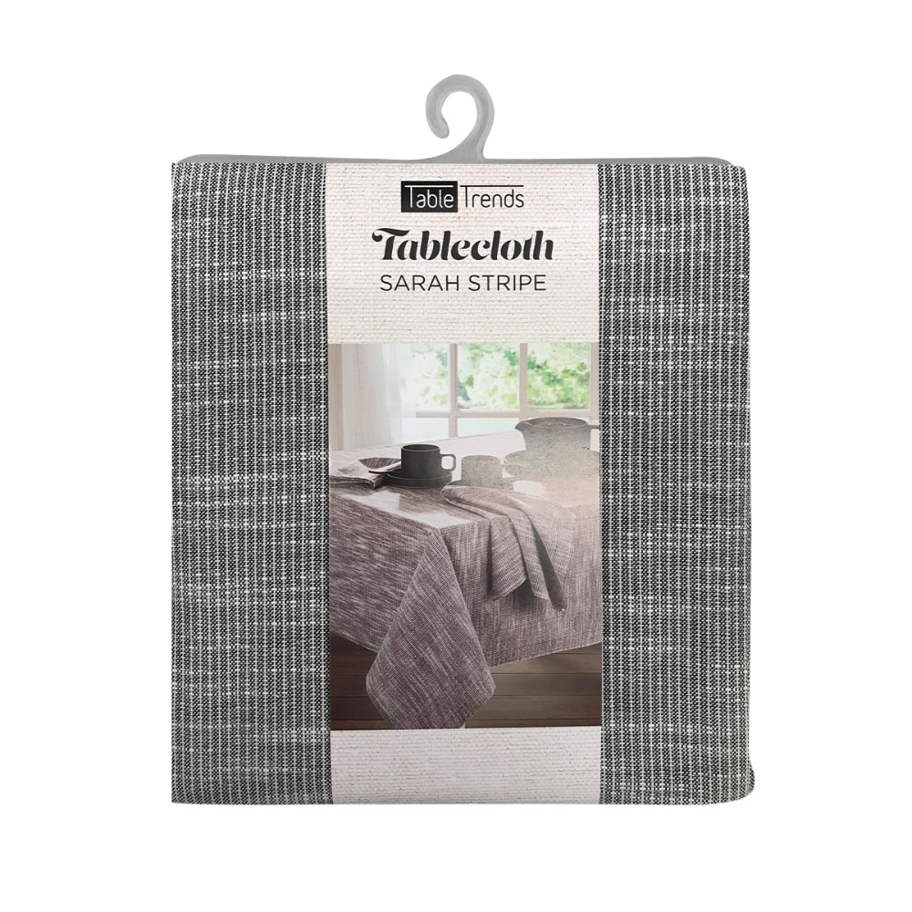 slide 1 of 1, Arlee Home Fashions Sarah Stripe Tablecloth - Grey/White, 5 x 10 ft