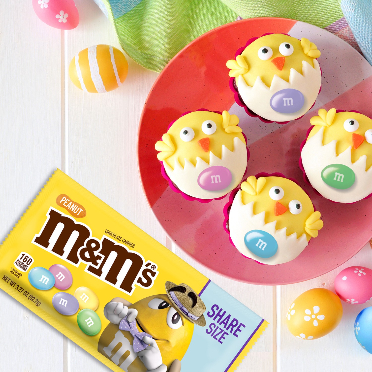 slide 2 of 8, M&M's Peanut Milk Chocolate Pastel Blend Easter Candy, Sharing Size, 3.27 Oz Pack, 3.27 oz