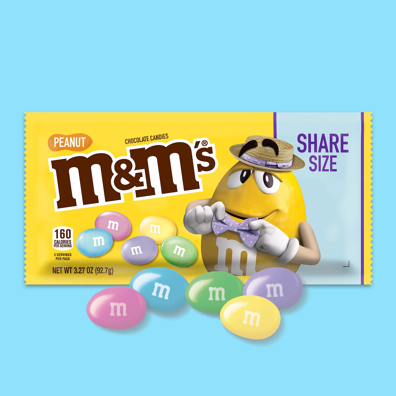 slide 5 of 8, M&M's Peanut Milk Chocolate Pastel Blend Easter Candy, Sharing Size, 3.27 Oz Pack, 3.27 oz
