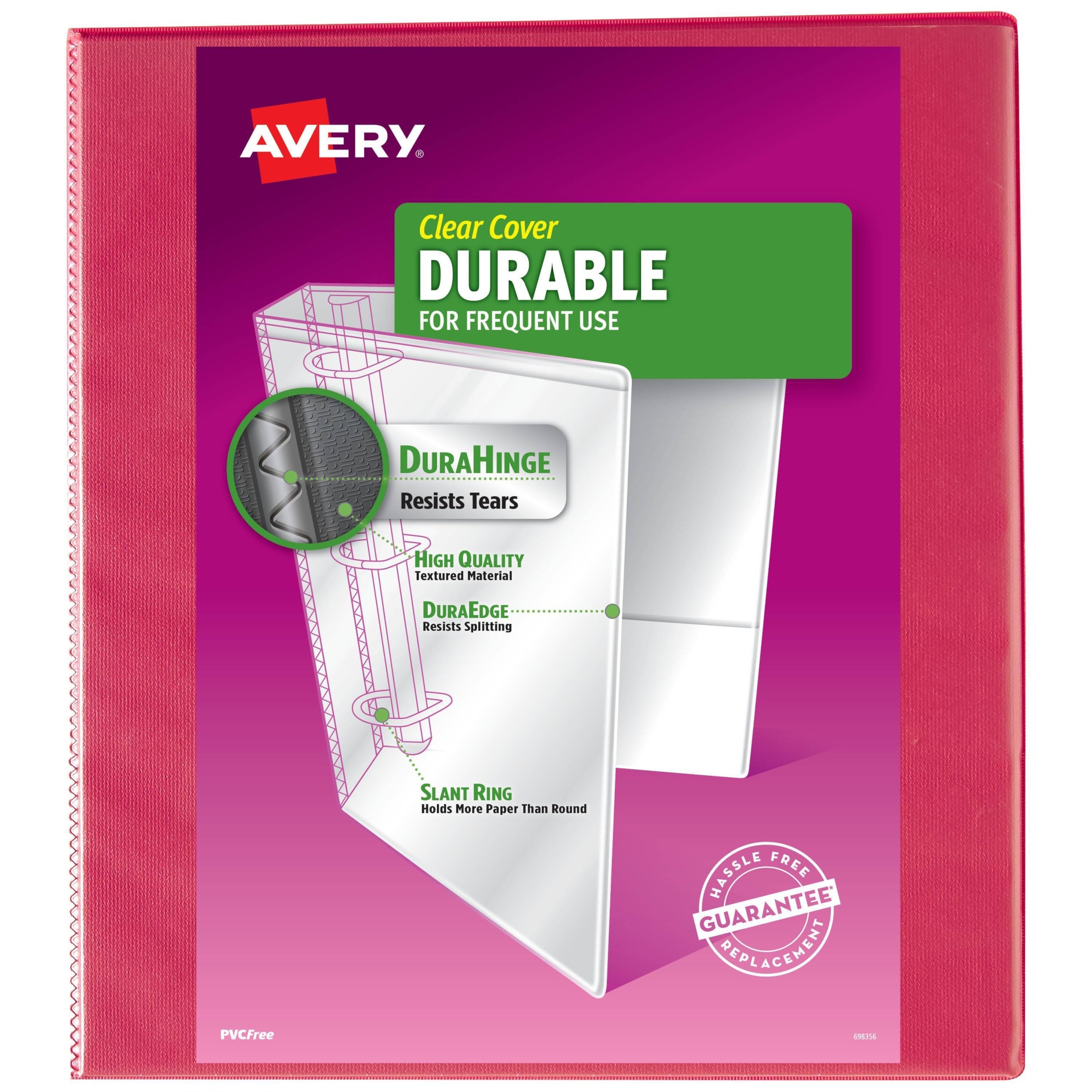 slide 1 of 6, 1.5" Slant Rings Capacity Durable View Binder Pink - Avery, 1 ct