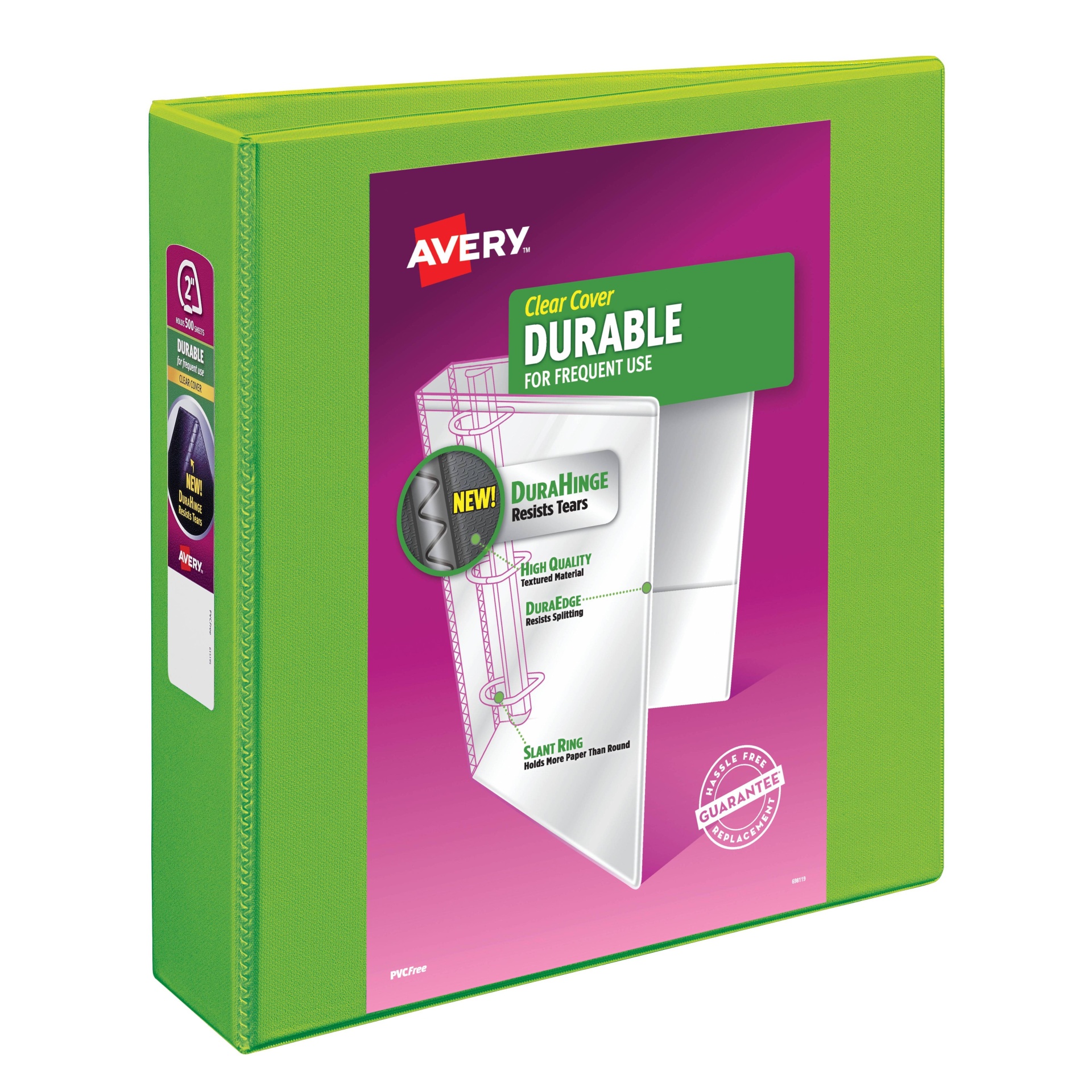 slide 1 of 3, Avery 2" Slant Rings Capacity Durable View Binder - Green, 1 ct