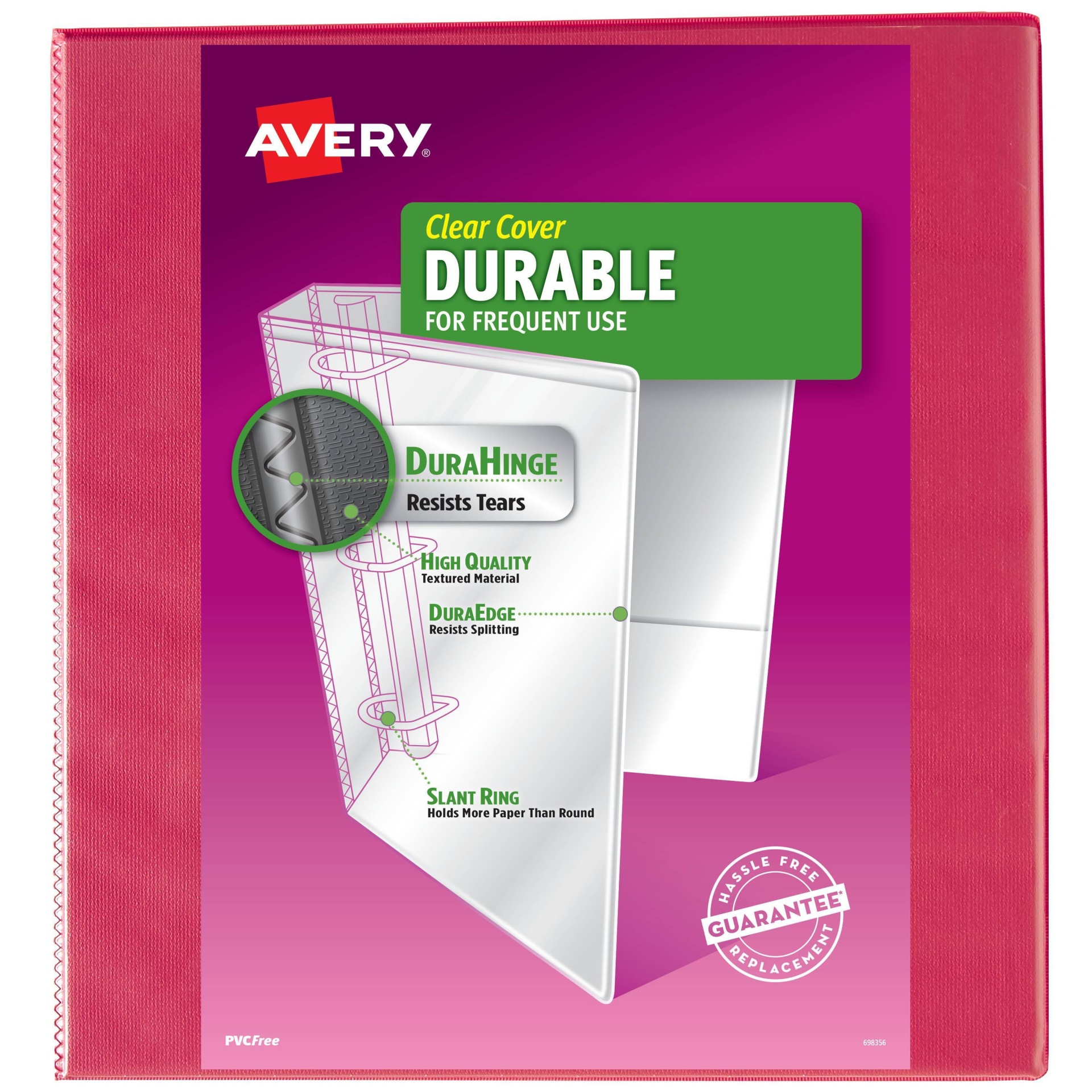 slide 1 of 5, Avery 2" Slant Rings Capacity Durable View Binder - Pink, 1 ct