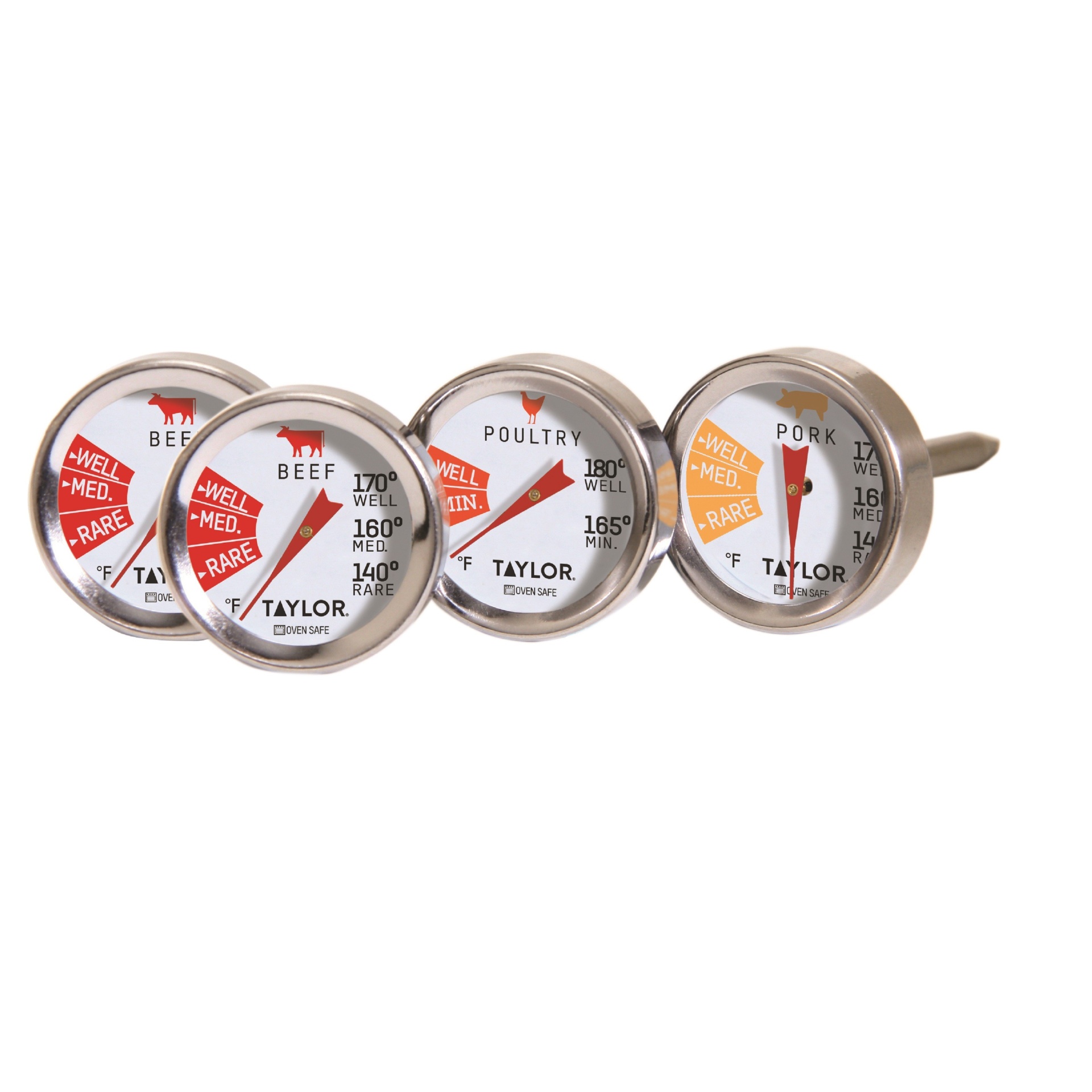 slide 1 of 2, Taylor Precision Products Leave-In Meat Button thermometers Set, 4 ct