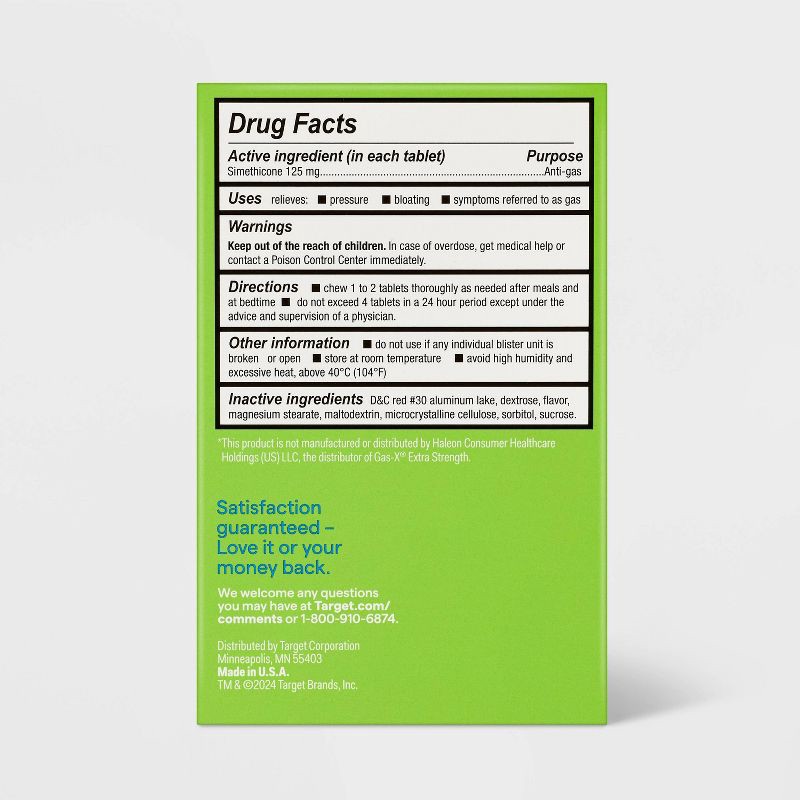 slide 3 of 4, Gas Relief Extra Strength 125mg Chewable Tablets - Cherry Crème - 48ct - up&up™, 125mg, 48 ct