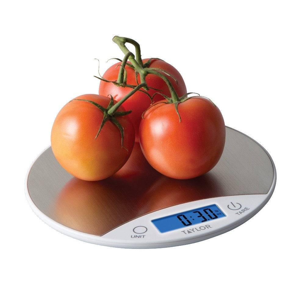 slide 2 of 3, Taylor Digital Food Scale - White/Stainless, 11 lb