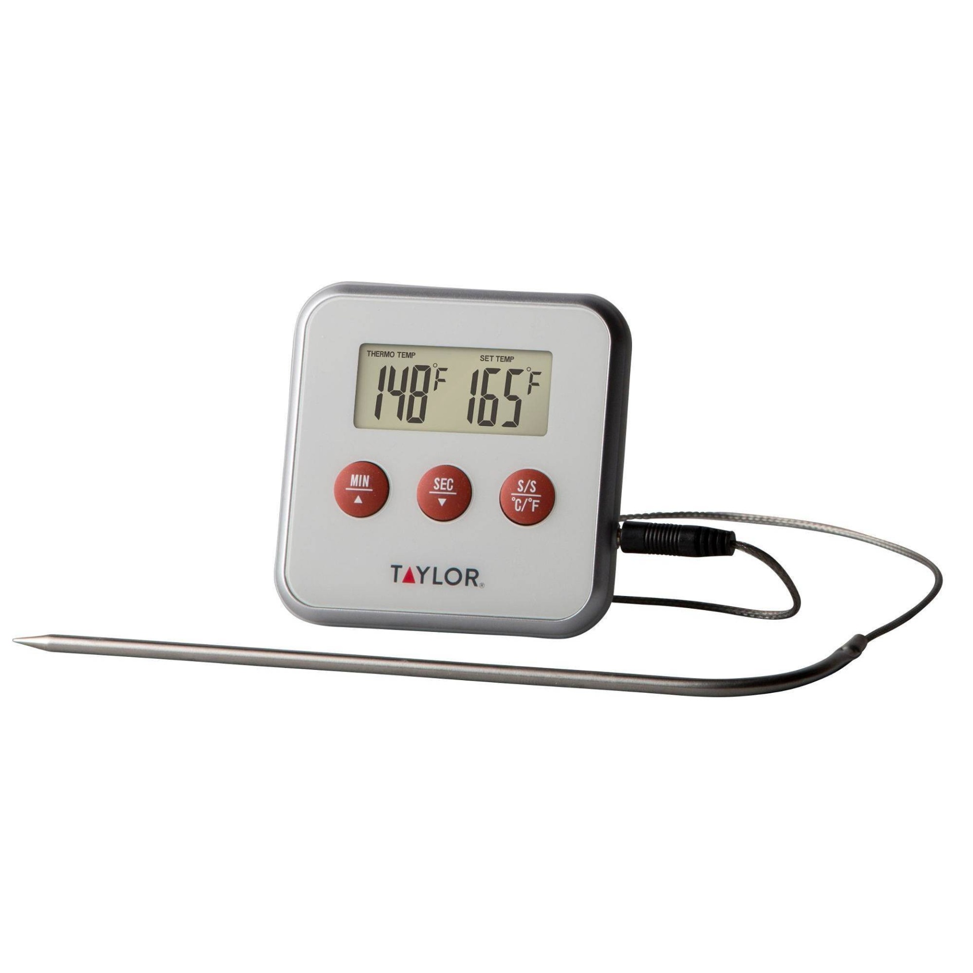 slide 1 of 3, Taylor Programmable Digital Probe Thermometer with Timer, 1 ct