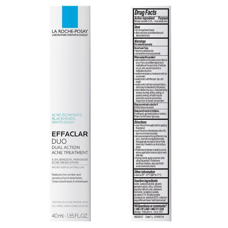 La Roche Posay Effaclar Duo Acne Treatment with Benzoyl Peroxide, Dual ...