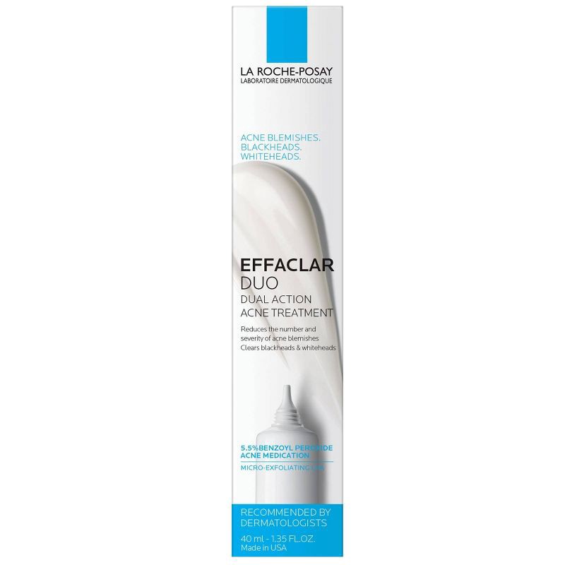 slide 6 of 7, La Roche Posay Effaclar Duo Acne Treatment with Benzoyl Peroxide, Dual Action Acne Spot Treatment - 1.35 fl oz​, 1.35 fl oz