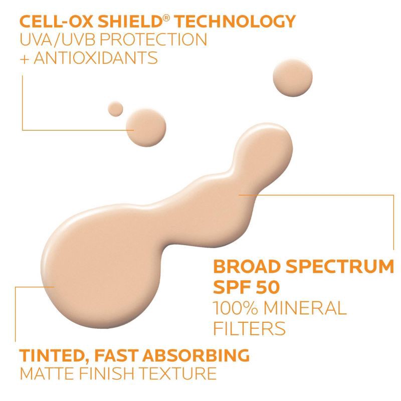 slide 3 of 9, La Roche Posay Anthelios Tinted Face Sunscreen SPF 50, Ultra-Light Fluid Mineral Face Sunscreen with Titanium Dioxide - SPF 50 - 1.7 fl oz​, 0 x 1.7 fl oz