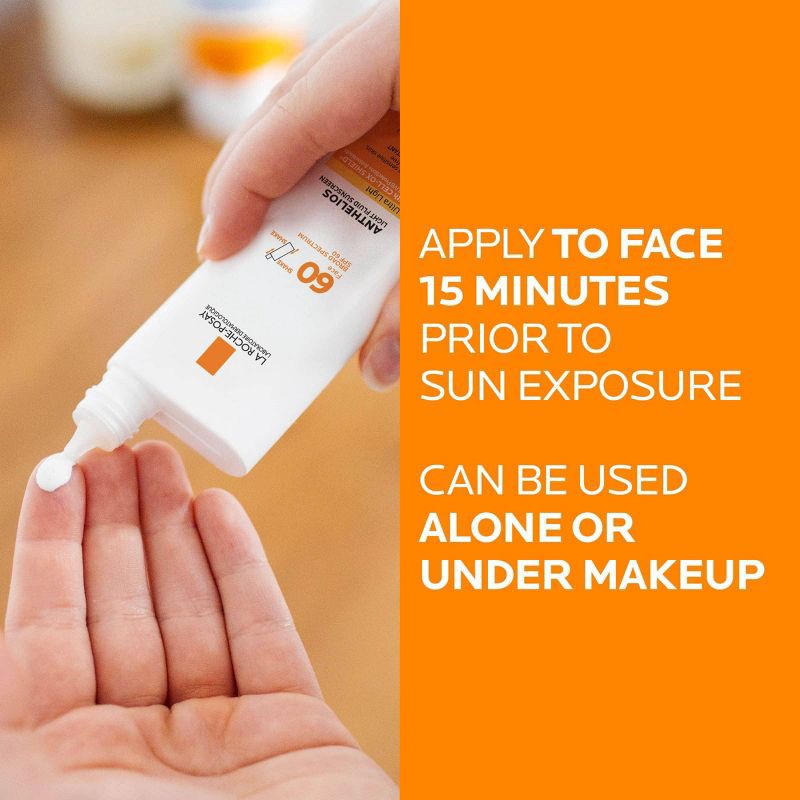 slide 5 of 9, La Roche Posay Anthelios Sunscreen, Ultra-Light Fluid Face Sunscreen, Oxybenzone-Free Sunscreen Lotion - SPF 60 - 1.7 fl oz, 60 ct; 1.7 fl oz