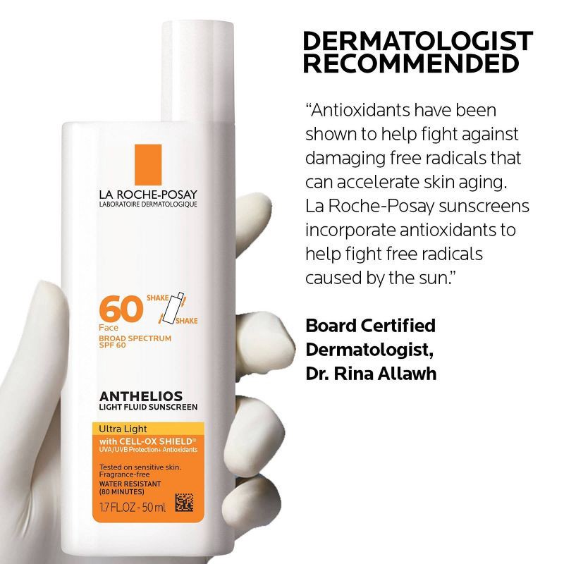 slide 6 of 9, La Roche Posay Anthelios Sunscreen, Ultra-Light Fluid Face Sunscreen, Oxybenzone-Free Sunscreen Lotion - SPF 60 - 1.7 fl oz, 60 ct; 1.7 fl oz